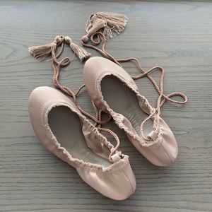 Joie Satin Tie Flats, Size 36 (Size 6)